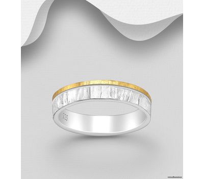 925 Sterling Silver Band Ring, Plated with 1 Micron 18K Yellow Gold, 4.5 mm Wide